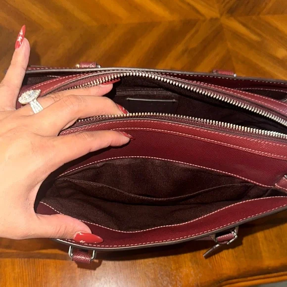 Coach Red Leather Satchel with Signature Design - Picture 11 of 12